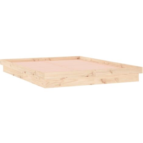 Massivholzbett mit LEDs Schwarz 140x200 cm vidaXL - Schwarz