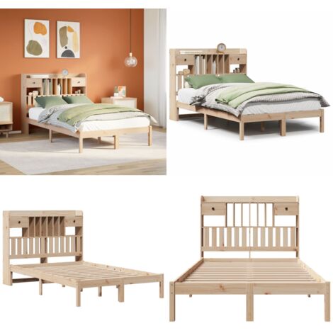 Massivholzbett mit Regal ohne Matratze 135x190 cm Kiefernholz - Holzbett - Bett mit Regal