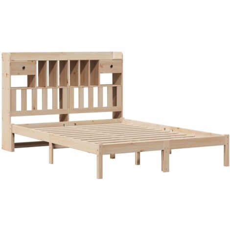 Massivholzbett mit Regal ohne Matratze 140x190 cm Kiefernholz vidaXL