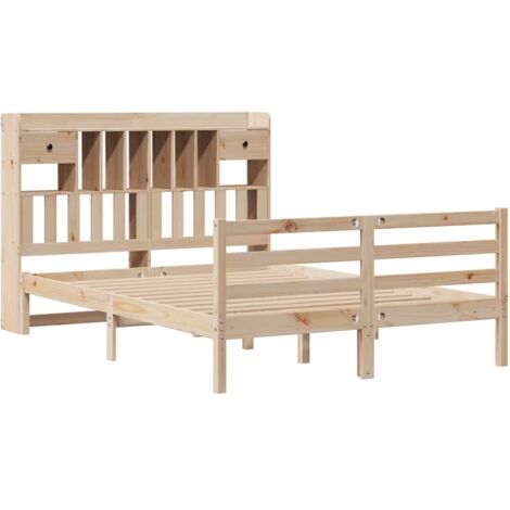 Massivholzbett mit Regal ohne Matratze 140x190 cm Kiefernholz vidaXL