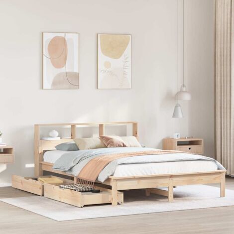 Massivholzbett mit Regal ohne Matratze 140x190 cm Kiefernholz vidaXL