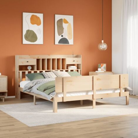 Massivholzbett mit Regal ohne Matratze 180x200 cm Kiefer vidaXL