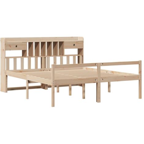 Massivholzbett mit Regal ohne Matratze 180x200 cm Kiefernholz vidaXL