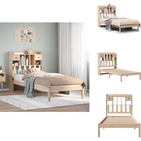 VIDAXL Massivholzbett mit Regal ohne Matratze 90x200 cm Kiefer - Bett Mit Regal - Bett Mit Bücherregal - Holzbett Mit Regal - Holzbett Mit Bücherregal