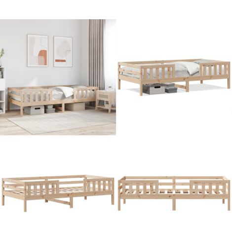 Massivholzbett ohne Matratze 100x200 cm Kiefernholz - Massivholzbette - Kiefernholzbette - Holzbetten - Doppelbett - Bettgestell - Home & Living