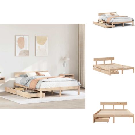 Massivholzbett ohne Matratze 120x190 cm Kiefernholz - Bettrahmen - Bettgestell - Schlafzimmerbett - Doppelbett