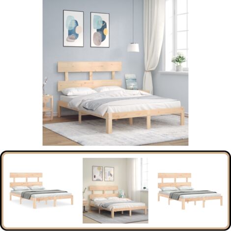 Massivholzbett ohne Matratze 140x200 cm Kiefernholz - Holzbett - Kiefernholzbett - Doppelbett - Lattenrost - Massives Holzbett