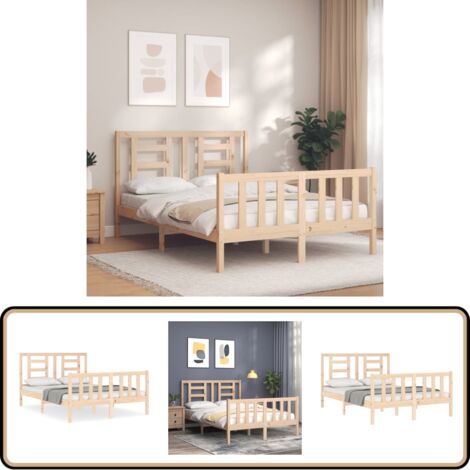 Massivholzbett ohne Matratze 140x200 cm Kiefernholz - Holzbett - Kiefernholzbett - Massives Holzbett - Lattenrost - Doppelbett