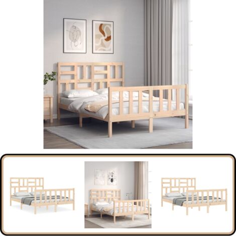 Massivholzbett ohne Matratze 140x200 cm Kiefernholz - Holzbett - Kiefernholzbett - Massives Holzbett - Lattenrostbettt - Doppelbett