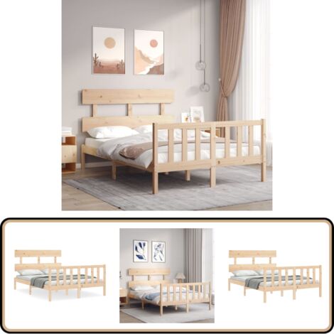 Massivholzbett ohne Matratze 140x200 cm Kiefernholz - Holzbett - Kiefernholzbett - Massives Holzbett - Lattenrostbettwagen - Doppelbett