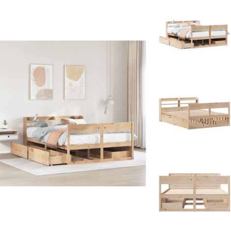 Massivholzbett ohne Matratze 150x200 cm Kiefernholz - Bettgestell - Bettgestelle - Bettrahmen - Schlafzimmermöbel