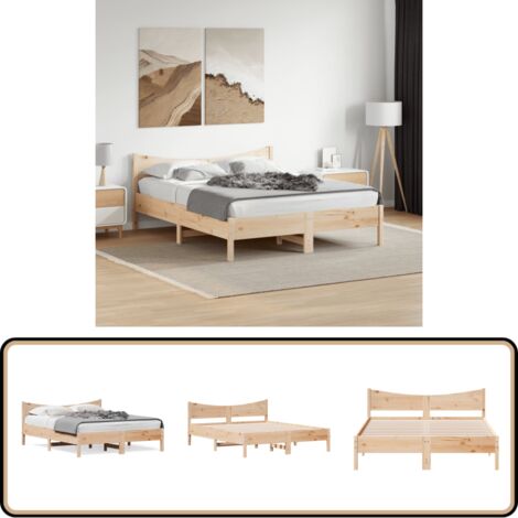 Massivholzbett ohne Matratze 150x200 cm Kiefernholz - Holzbett - Kiefernholzbett - Doppelbett - Massivholzbette - Bettrahmen