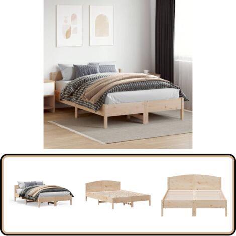Massivholzbett ohne Matratze 150x200 cm Kiefernholz - Holzbett - Kiefernholzbett - Doppelbett - Massivholzbette - Bettrahmen