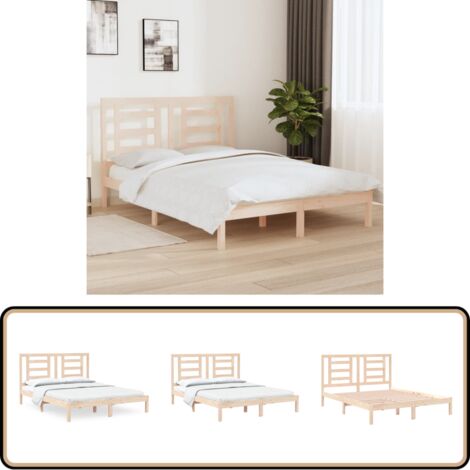 Massivholzbett ohne Matratze 150x200 cm Kiefernholz - Massivholzbette - Kiefernholzbette - Doppelbett - Boxspringbett - Bettgestell
