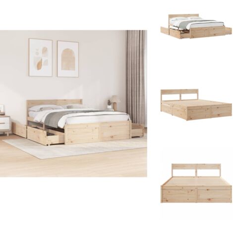 Massivholzbett ohne Matratze 150x200 cm Kiefernholz - Massivholzbette - Kiefernholzbette - Doppelbettbette - Boxspringbett - Bettsofa