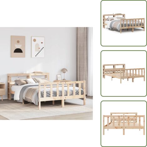 Massivholzbett ohne Matratze 160x200 cm Kiefernholz - Bettrahmen - Bettgestell - Bett - Doppelbett