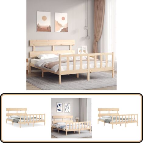 Massivholzbett ohne Matratze 160x200 cm Kiefernholz - Holzbett - Kiefernholzbett - Massives Holzbett - Lattenrost - Boxspringbetten