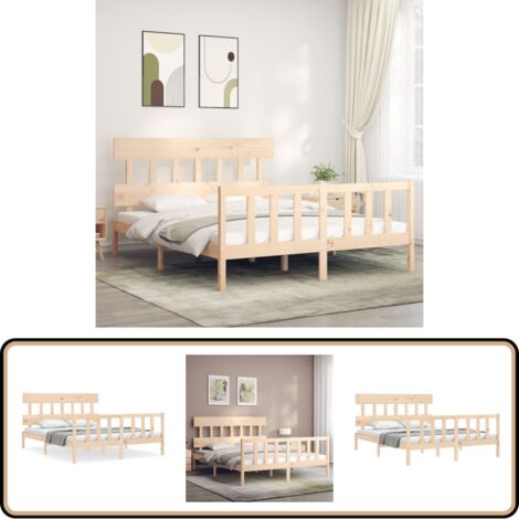 Massivholzbett ohne Matratze 160x200 cm Kiefernholz - Holzbett - Kiefernholzbett - Massives Holzbett - Lattenrost - Boxspringbetten