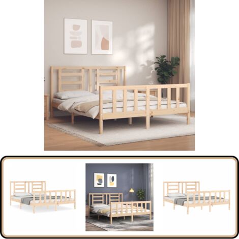 Massivholzbett ohne Matratze 160x200 cm Kiefernholz - Holzbett - Kiefernholzbett - Massives Holzbett - Lattenrost - Doppelbett