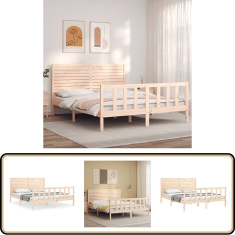 Massivholzbett ohne Matratze 160x200 cm Kiefernholz - Holzbett - Kiefernholzbett - Massives Holzbett - Lattenrost - Doppelbett