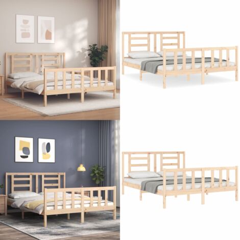 Massivholzbett ohne Matratze 160x200 cm Kiefernholz - Holzbett - Kiefernholzbett - Massives Holzbett - Lattenrost - Doppelbett - Home & Living
