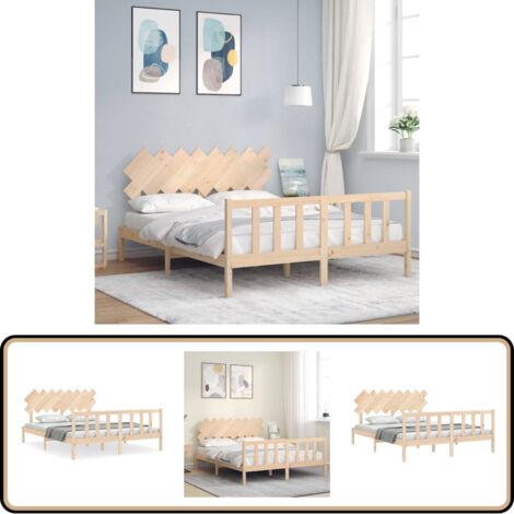 Massivholzbett ohne Matratze 160x200 cm Kiefernholz - Holzbett - Kiefernholzbett - Massives Holzbett - Lattenrostbettt - Doppelbett