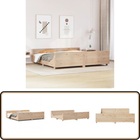 Massivholzbett ohne Matratze 180x200 Kiefernholz - Holzbett - Kiefernholzbett - Massives Holzbett - Boxspringbetten - Doppelbett