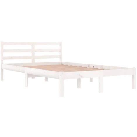 Massivholzbett ohne Matratze Kiefernholz 120x200 cm Weiß vidaXL