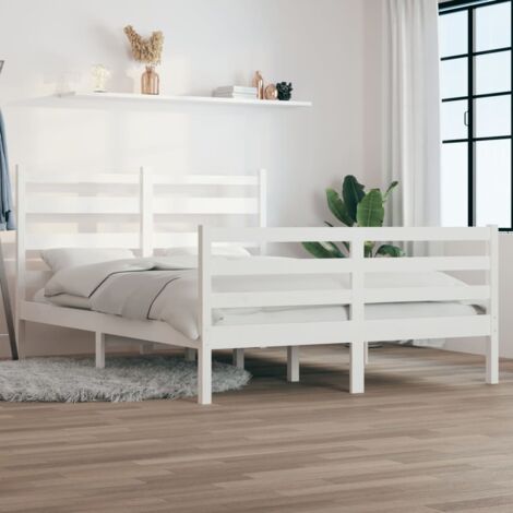 Massivholzbett ohne Matratze Kiefernholz 120x200 cm Weiß vidaXL