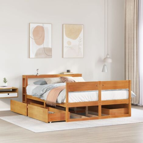 Massivholzbett ohne Matratze Wachsbraun 120x200 cm Kiefernholz vidaXL