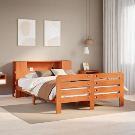 Massivholzbett ohne Matratze Wachsbraun 150x200 cm Kiefernholz vidaXL