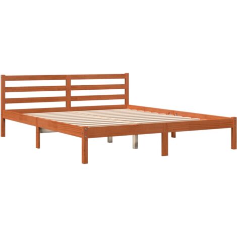 Massivholzbett ohne Matratze Wachsbraun 160x200 Kiefernholz vidaXL