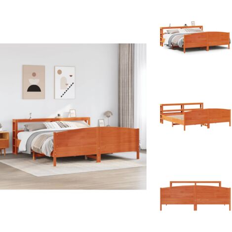 Massivholzbett ohne Matratze Wachsbraun 180x200 Kiefernholz - Bettgestell - Bettgestelle - Bettrahmen - Bett