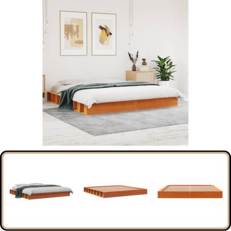 Massivholzbett ohne Matratze Wachsbraun 180x200 Kiefernholz - Holzbett - Kiefernholzbett - Doppelbett - Massives Holzbett - Lattenrost