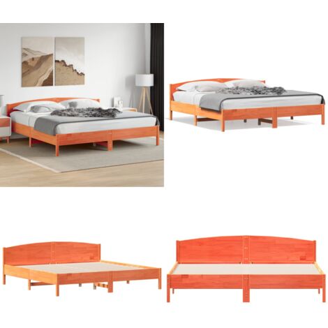 Massivholzbett ohne Matratze Wachsbraun 180x200 Kiefernholz - Holzbett - Kiefernholzbett - Massives Holzbett - Doppelbett - Boxspringbetten - Home & Living