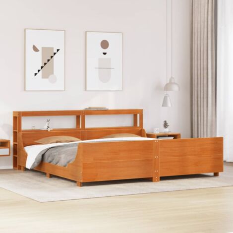Massivholzbett ohne Matratze Wachsbraun 180x200 Kiefernholz vidaXL