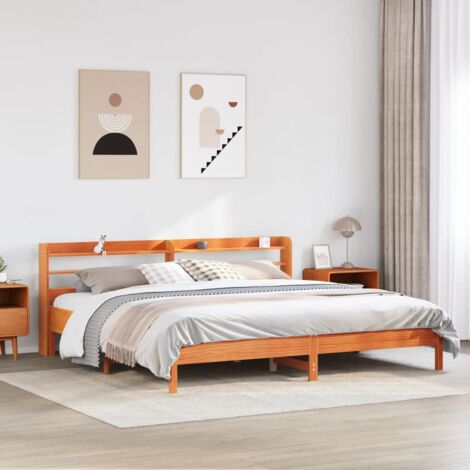 Massivholzbett ohne Matratze Wachsbraun 180x200 Kiefernholz vidaXL