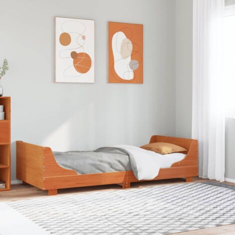 Massivholzbett ohne Matratze Wachsbraun 90x190 cm Kiefernholz vidaXL