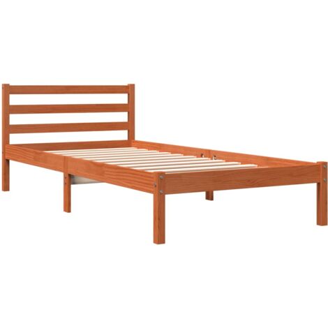 Massivholzbett ohne Matratze Wachsbraun 90x200 Kiefernholz vidaXL