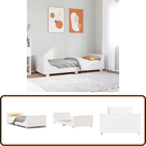 Massivholzbett ohne Matratze Weiß 100x200 cm Kiefernholz - Massivholzbette - Kiefernbett - Weißes Bett - Doppelbett - Bettrahmen