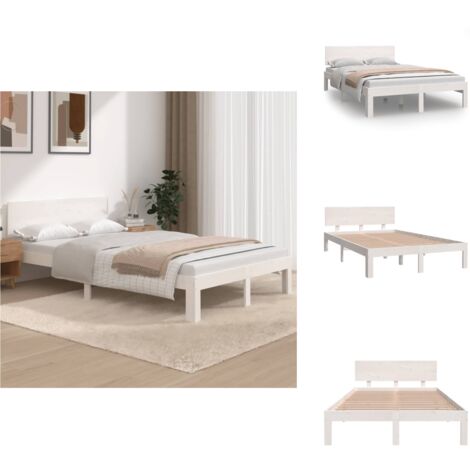 VIDAXL Massivholzbett ohne Matratze Weiß 120x200 cm Kiefernholz - Holzbett - Kiefernholzbett - Doppelbett - Weißes Bett - Massivholzbette