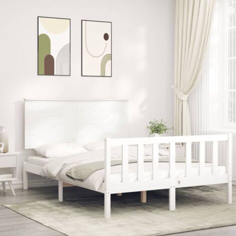 Massivholzbett ohne Matratze Weiß 140x190 cm Kiefernholz vidaXL