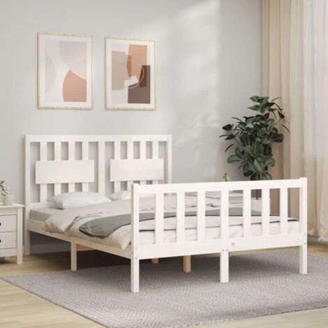 Massivholzbett ohne Matratze Weiß 140x190 cm Kiefernholz vidaXL