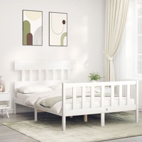 Massivholzbett ohne Matratze Weiß 140x200 cm Kiefernholz vidaXL
