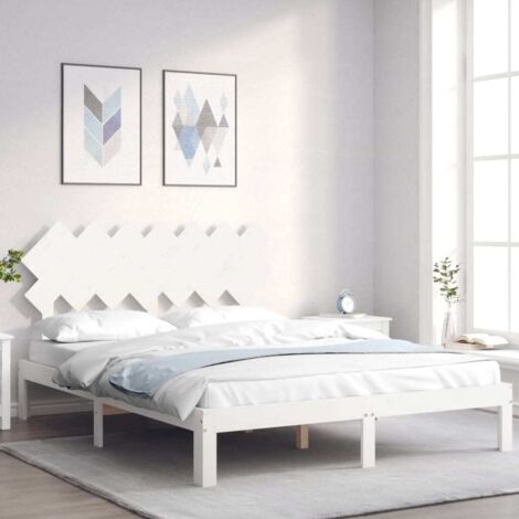 Massivholzbett ohne Matratze Weiß 140x200 cm Kiefernholz vidaXL