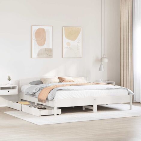 Massivholzbett ohne Matratze Weiß 200x200 cm Kiefernholz vidaXL