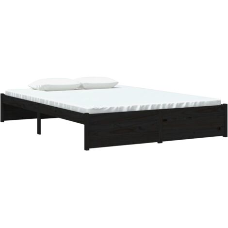 Massivholzbett Schwarz 140x190 cm vidaXL