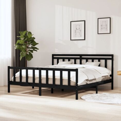 Massivholzbett Schwarz 200x200 cm vidaXL