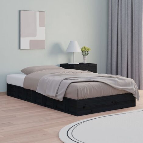 Massivholzbett Schwarz 75x190 cm vidaXL
