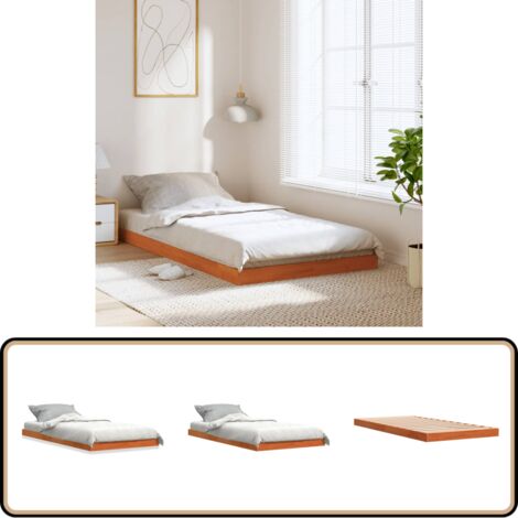 Massivholzbett Wachsbraun 75x190 cm Kiefer - Massivholzbette - Holzbett - Kiefernbett - Doppelbett - Bettrahmen